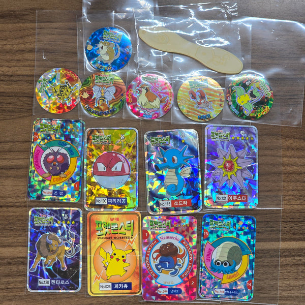 Korean Pokemon Lotte Snacks Prism Card & POGS Lot - 20240402 - BKSHF